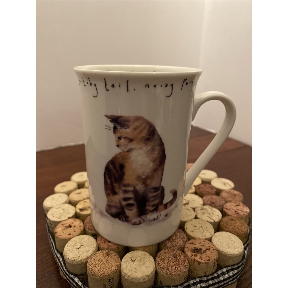 Kent Pottery 4.25" Curious Nose Sleekest‎ Fur Cat Butterflies Coffee Mug Tea Cup